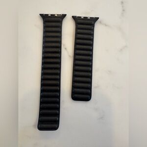 Black Ribbed Leather Apple Watch Band